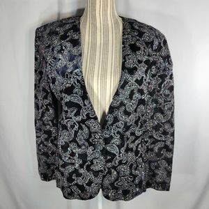 Norton McNaughton Black Velvet w/Sparkly Paisley Pattern Blazer Size 10